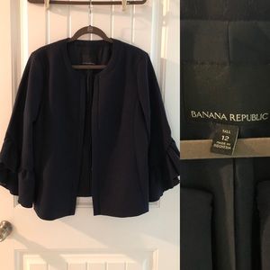 Navy Cropped Sleeve Jacket